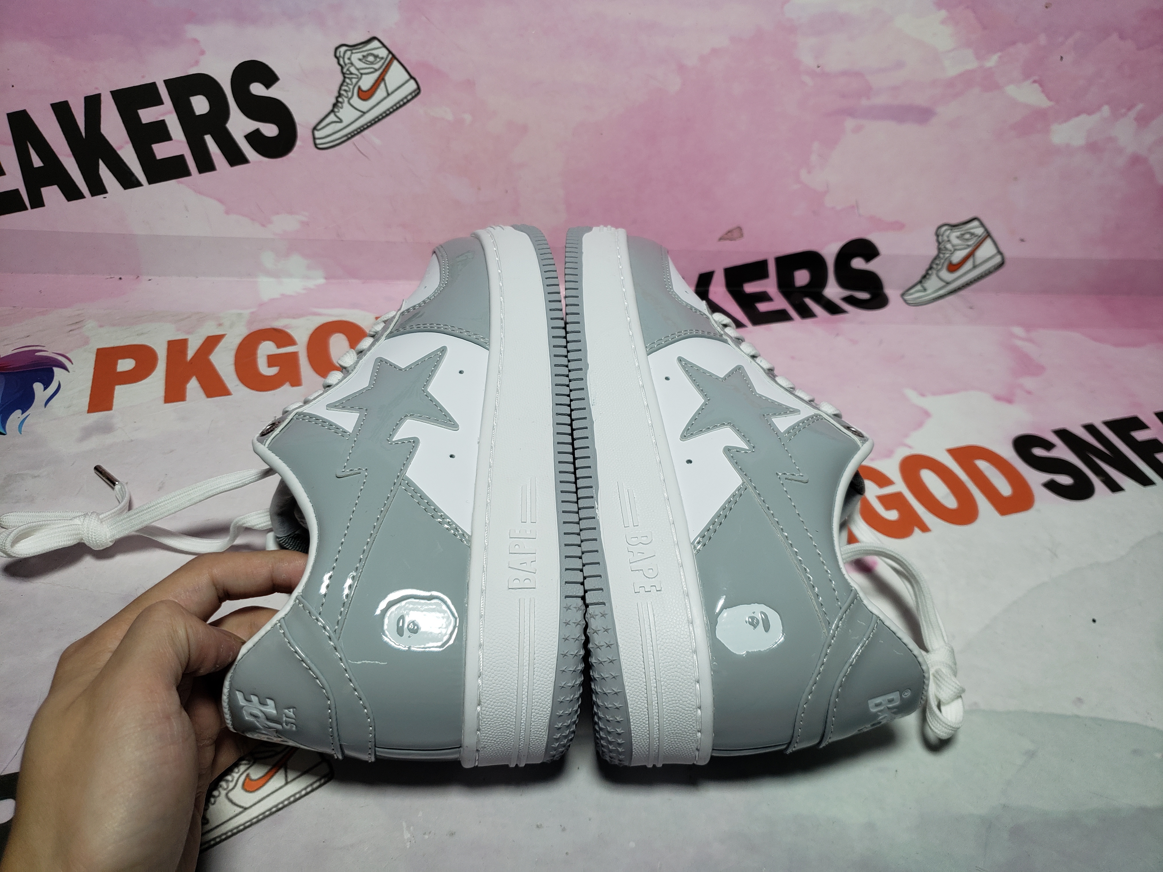 Special Sale A Bathing Ape Bape Sta Low White Grey Rao Noodles 1170-191-021