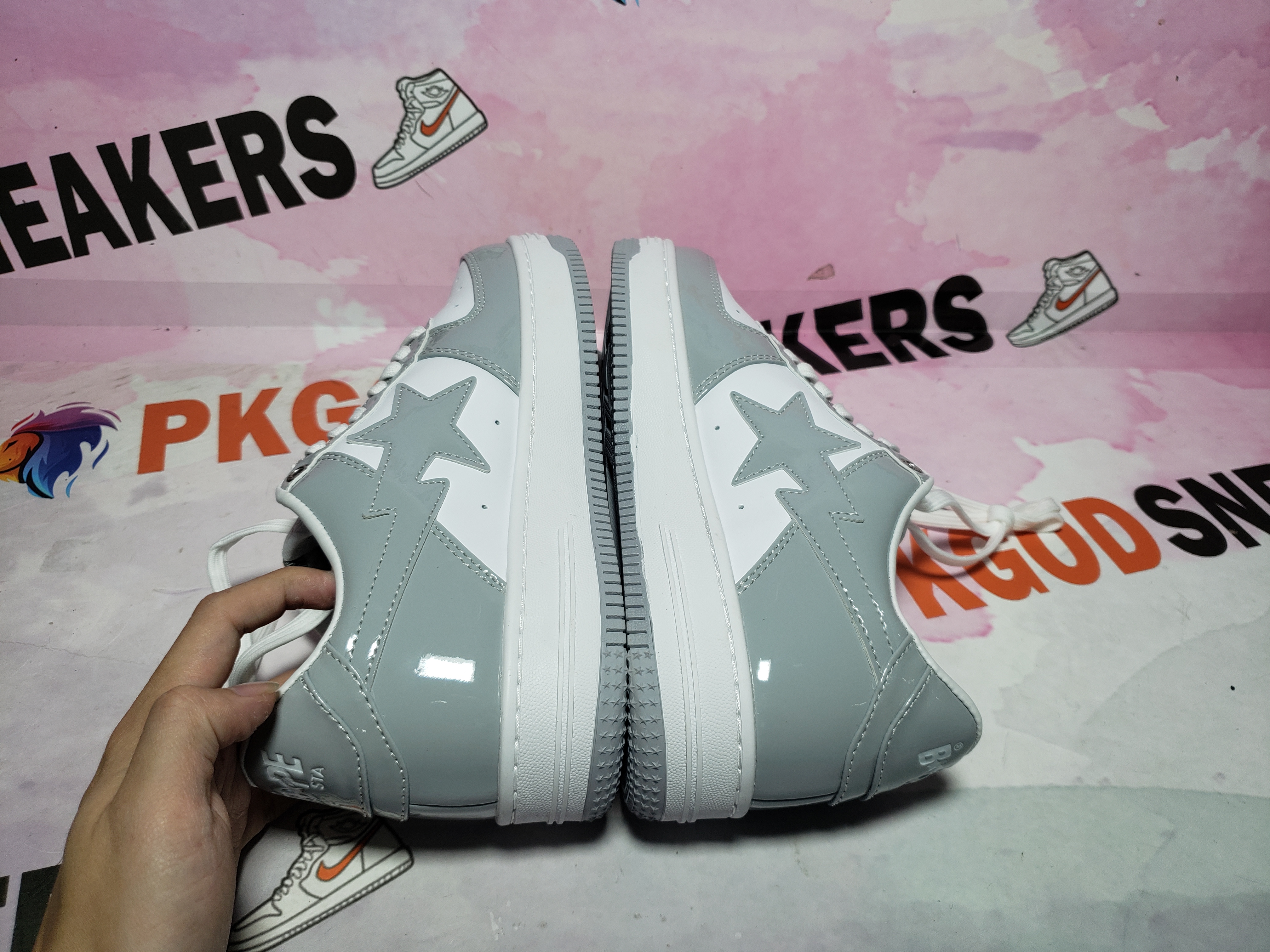 Special Sale A Bathing Ape Bape Sta Low White Grey Rao Noodles 1170-191-021