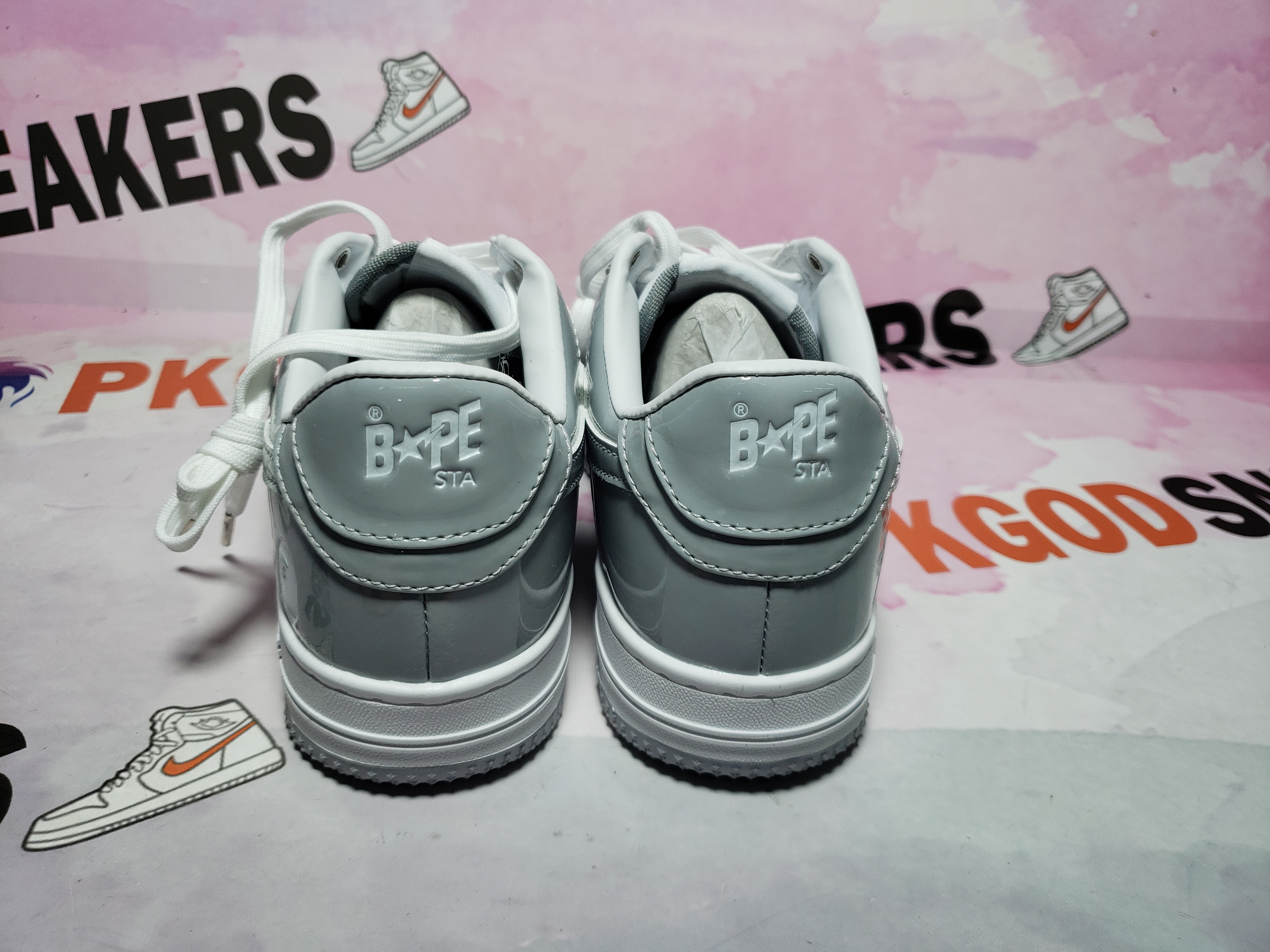 Special Sale A Bathing Ape Bape Sta Low White Grey Rao Noodles 1170-191-021