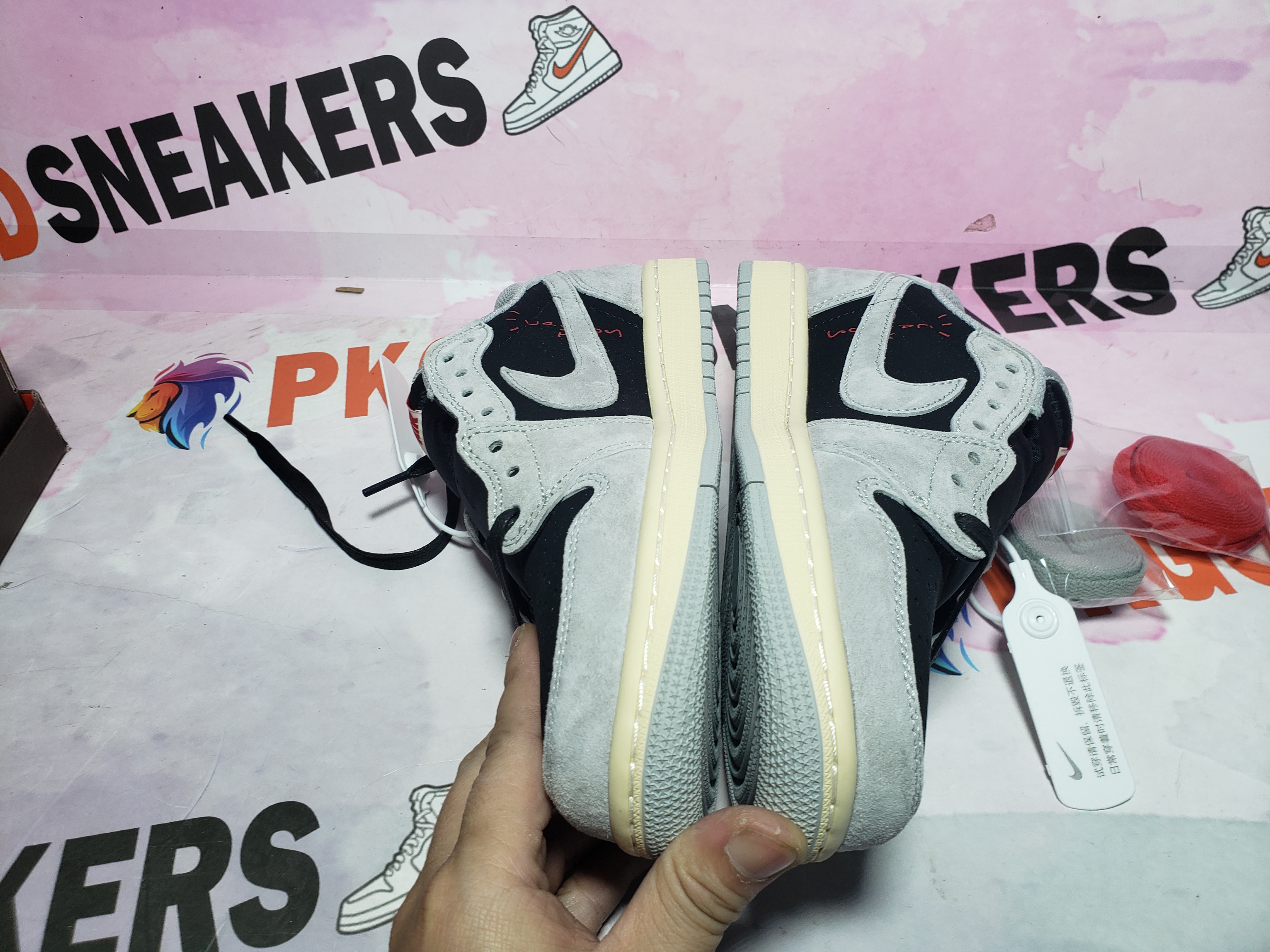 PKGoden Travis Scott x Air Jordan 1 Low White Grey Low Gang DM7866-010  
