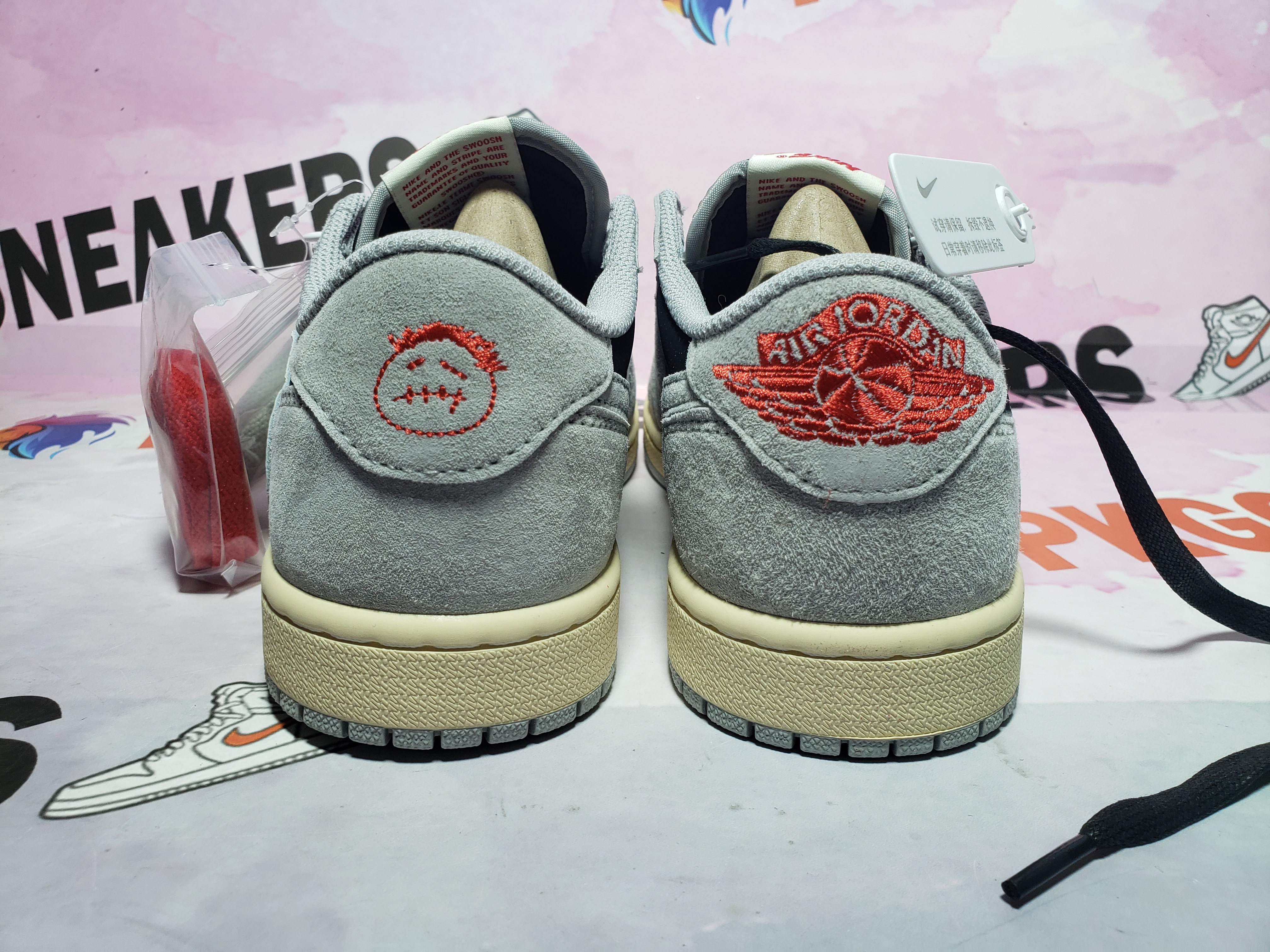 PKGoden Travis Scott x Air Jordan 1 Low White Grey Low Gang DM7866-010  