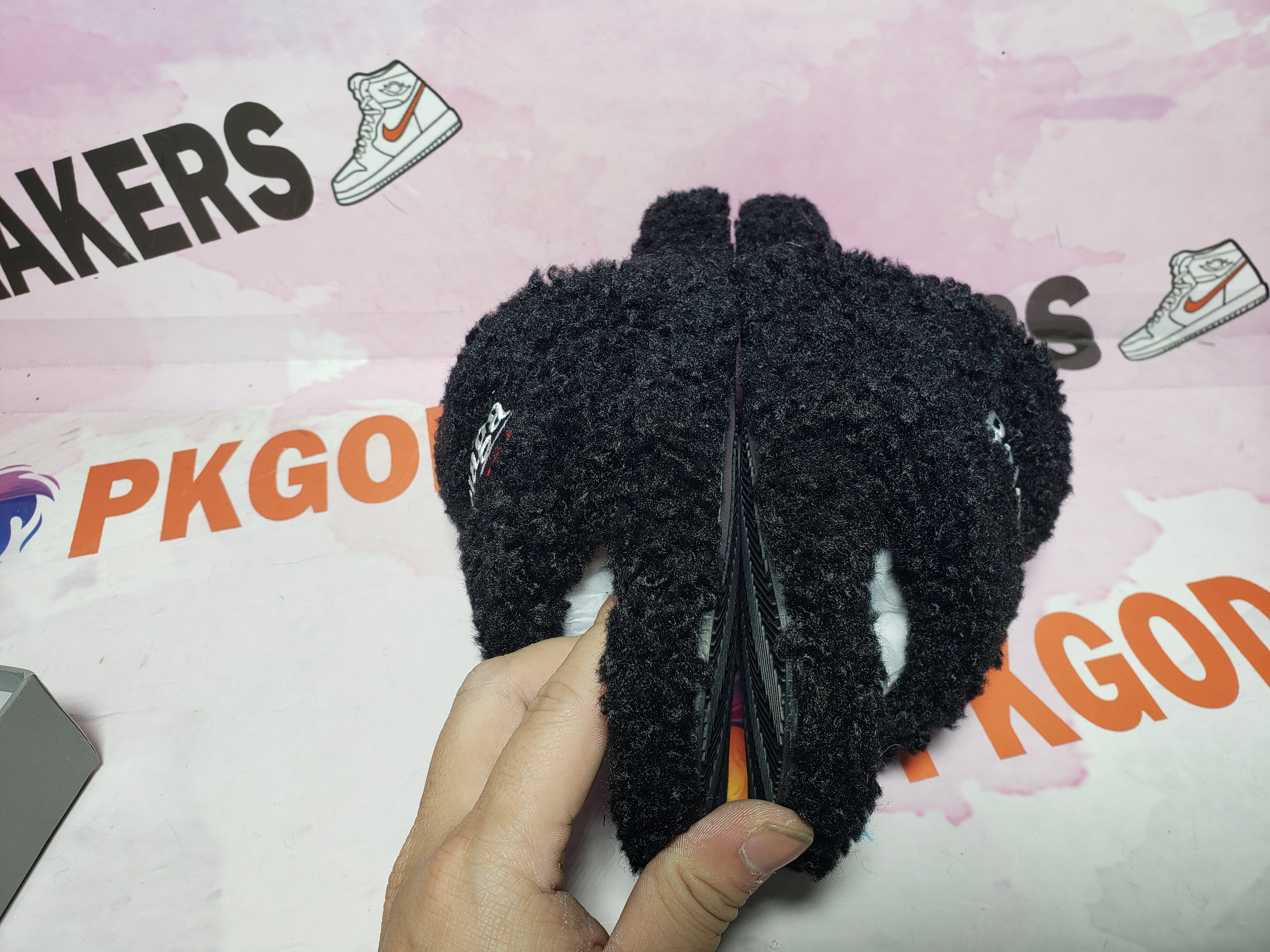 Balenciaga Black Furry Slides