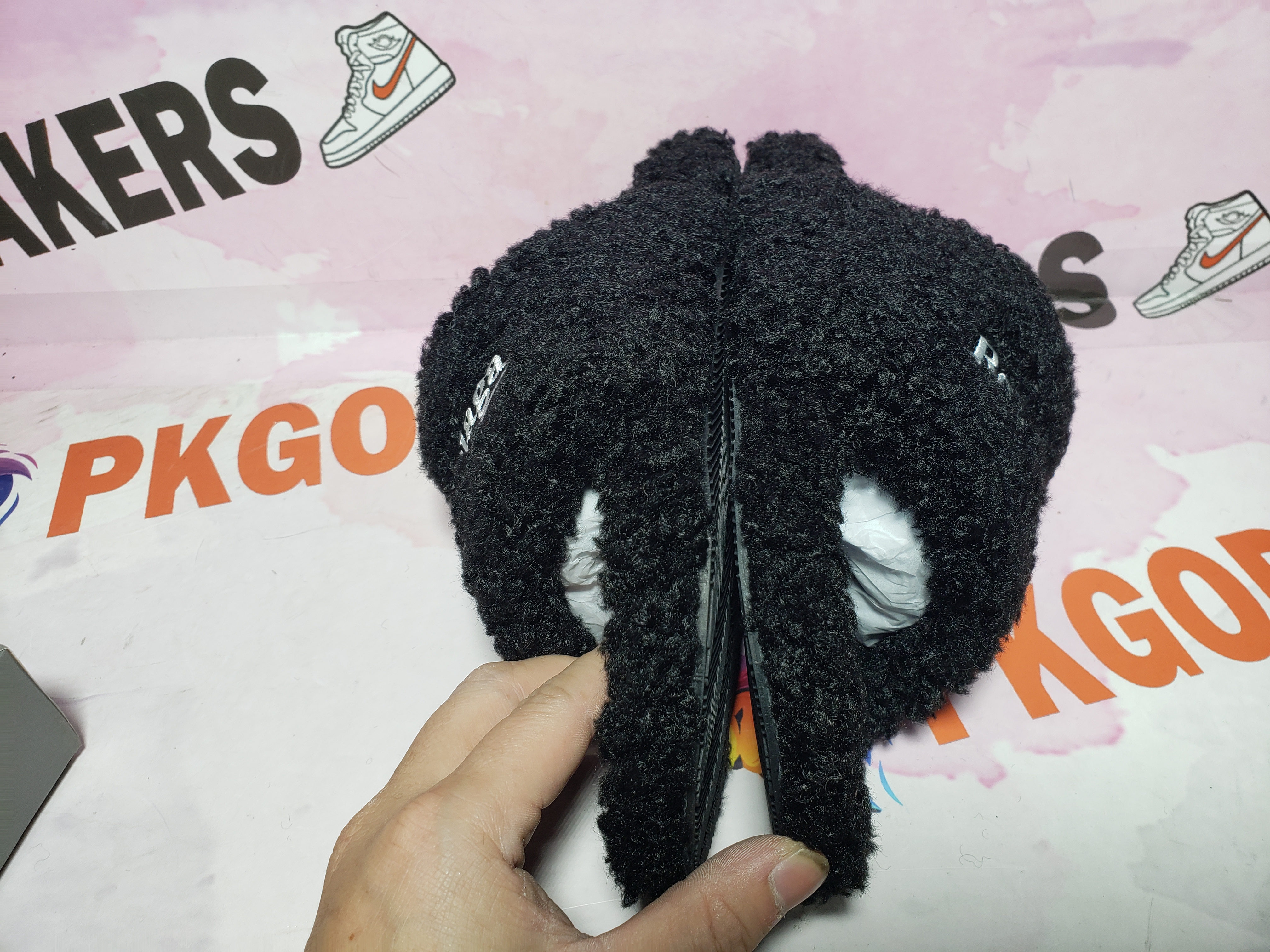 Balenciaga Black Furry Slides