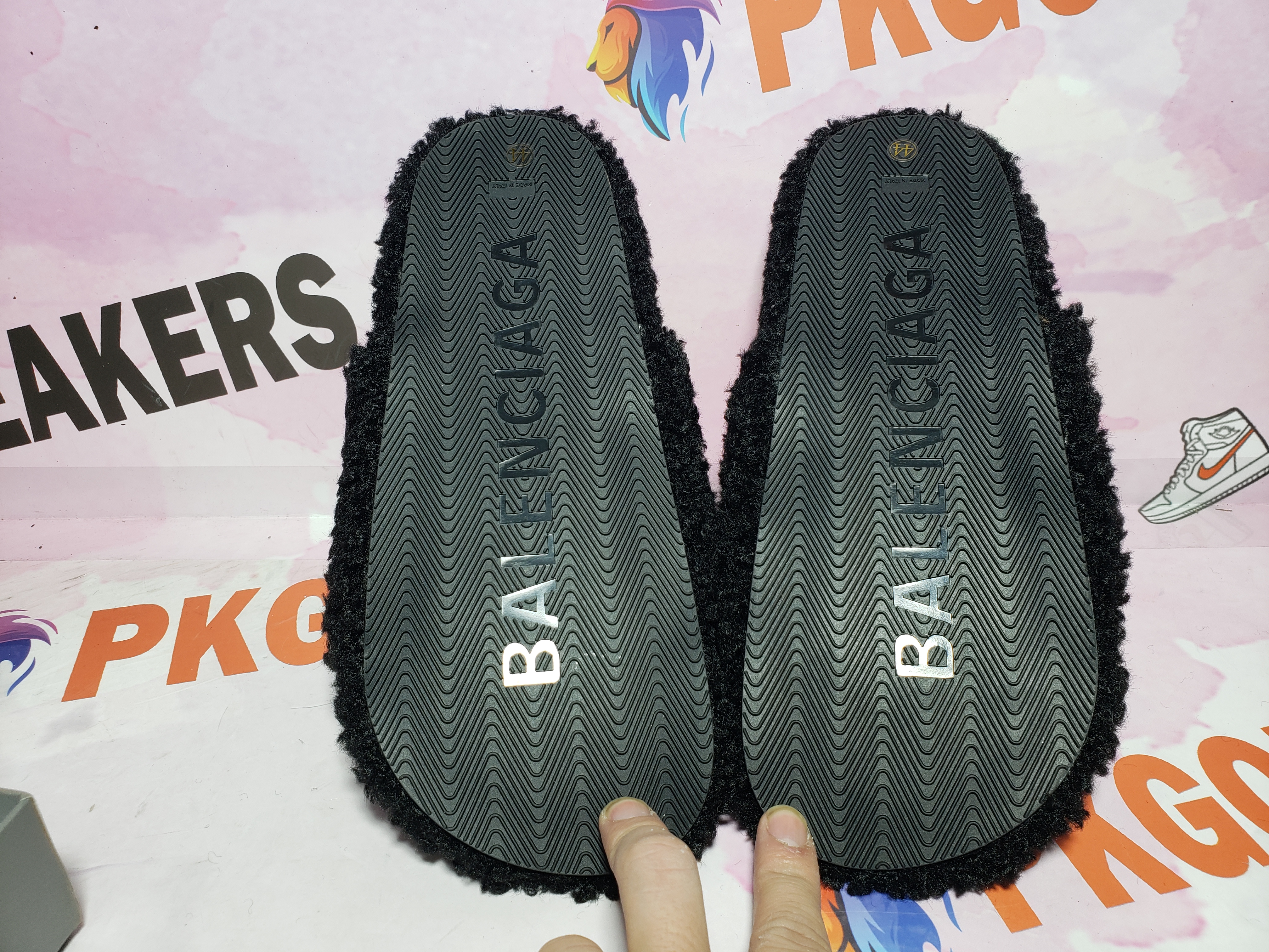 Balenciaga Black Furry Slides
