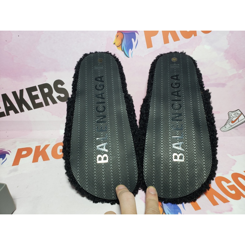 Balenciaga Black Furry Slides