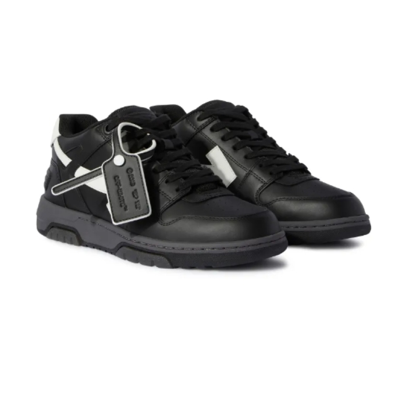 OFF-WHITE Out Of Office OOO Low Tops Black Grey White FW23,OMIA189C99LEA0061001