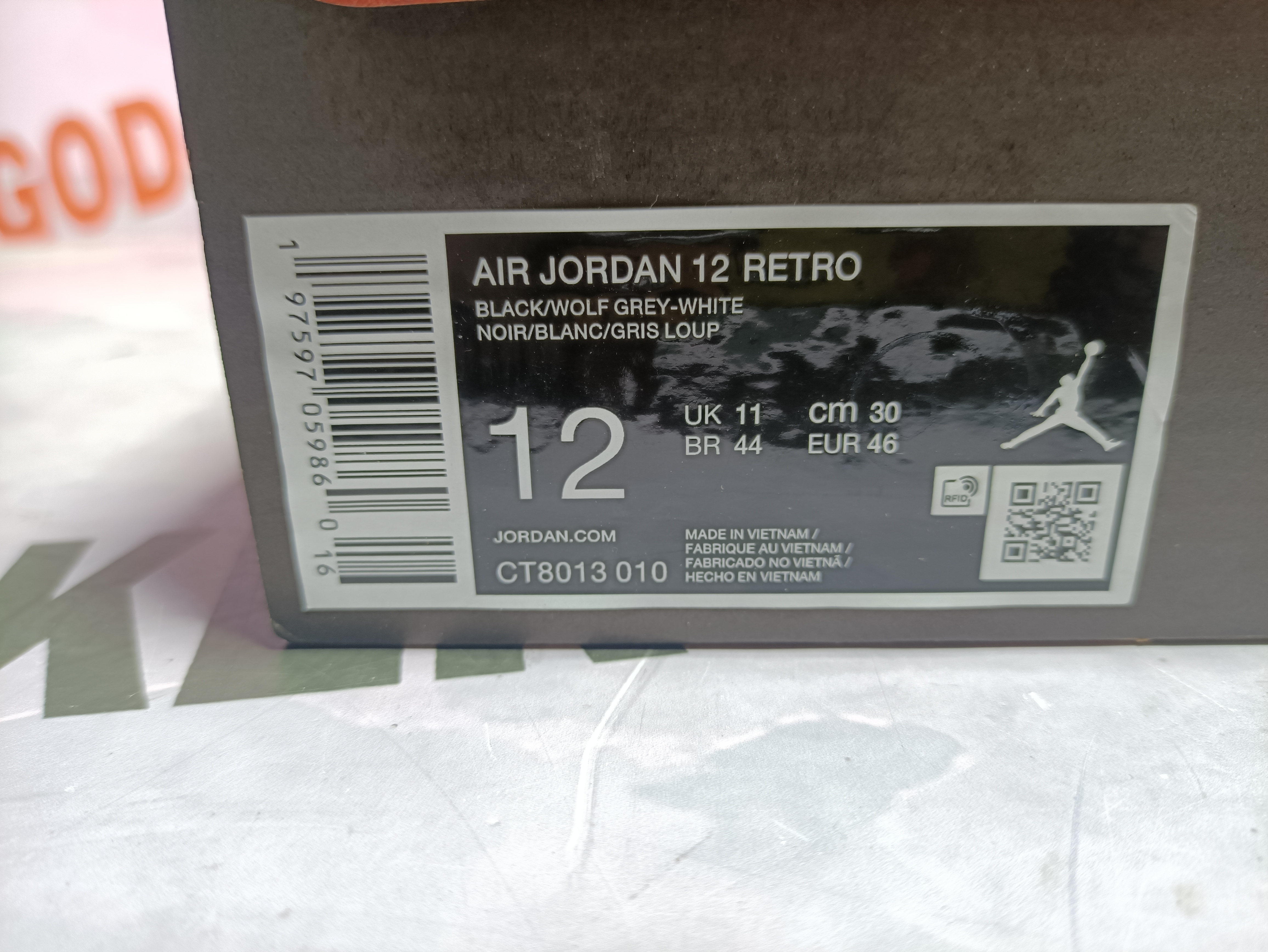 PKGoden Air Jordan 12 Retro Black and wolf Grey CT8013-010 