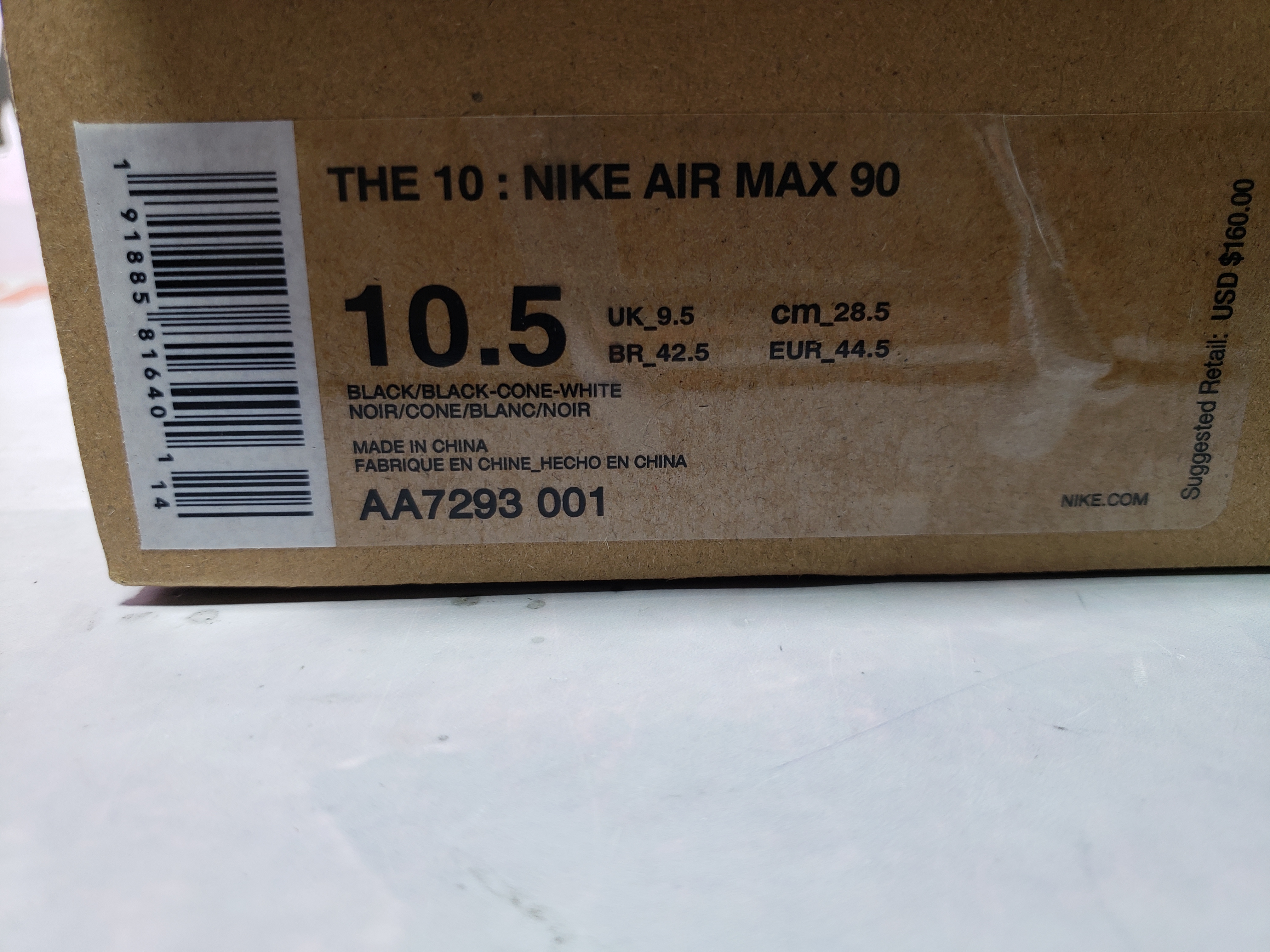 PKGoden Air Max 90 OFF-WHITE Black AA7293-001