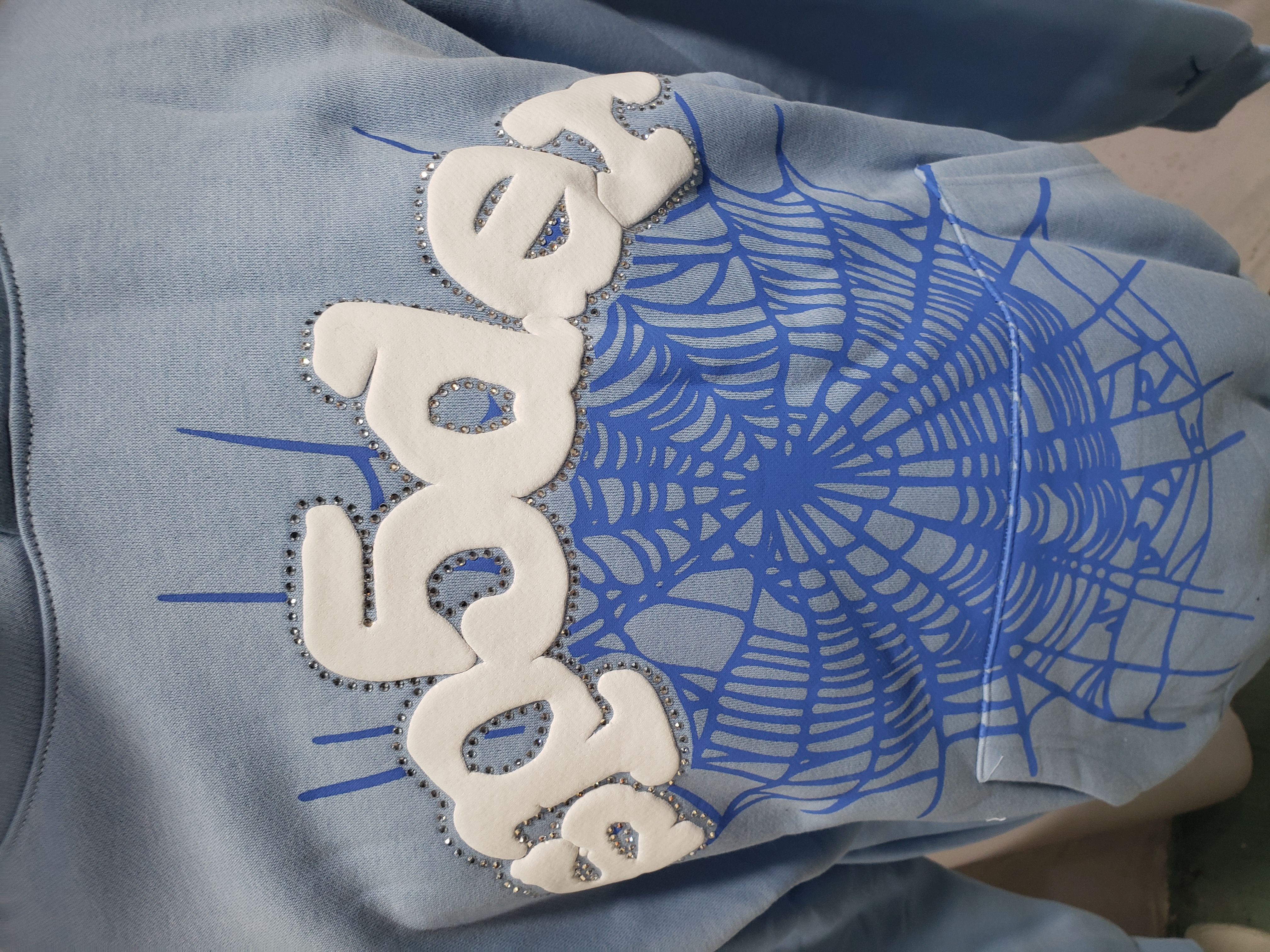 SP5DER Web Hoodie Slime Blue,8208