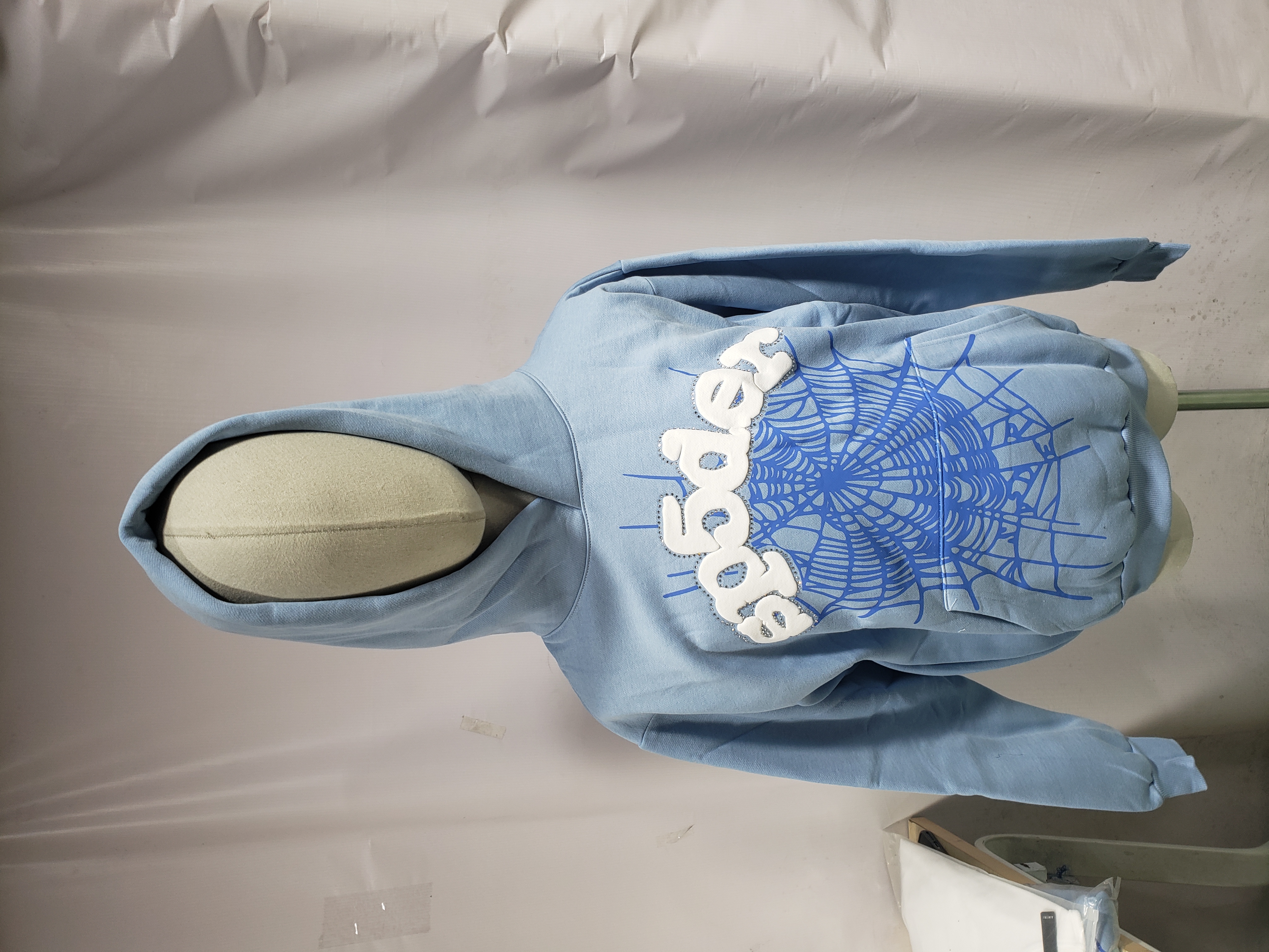 SP5DER Web Hoodie Slime Blue,8208