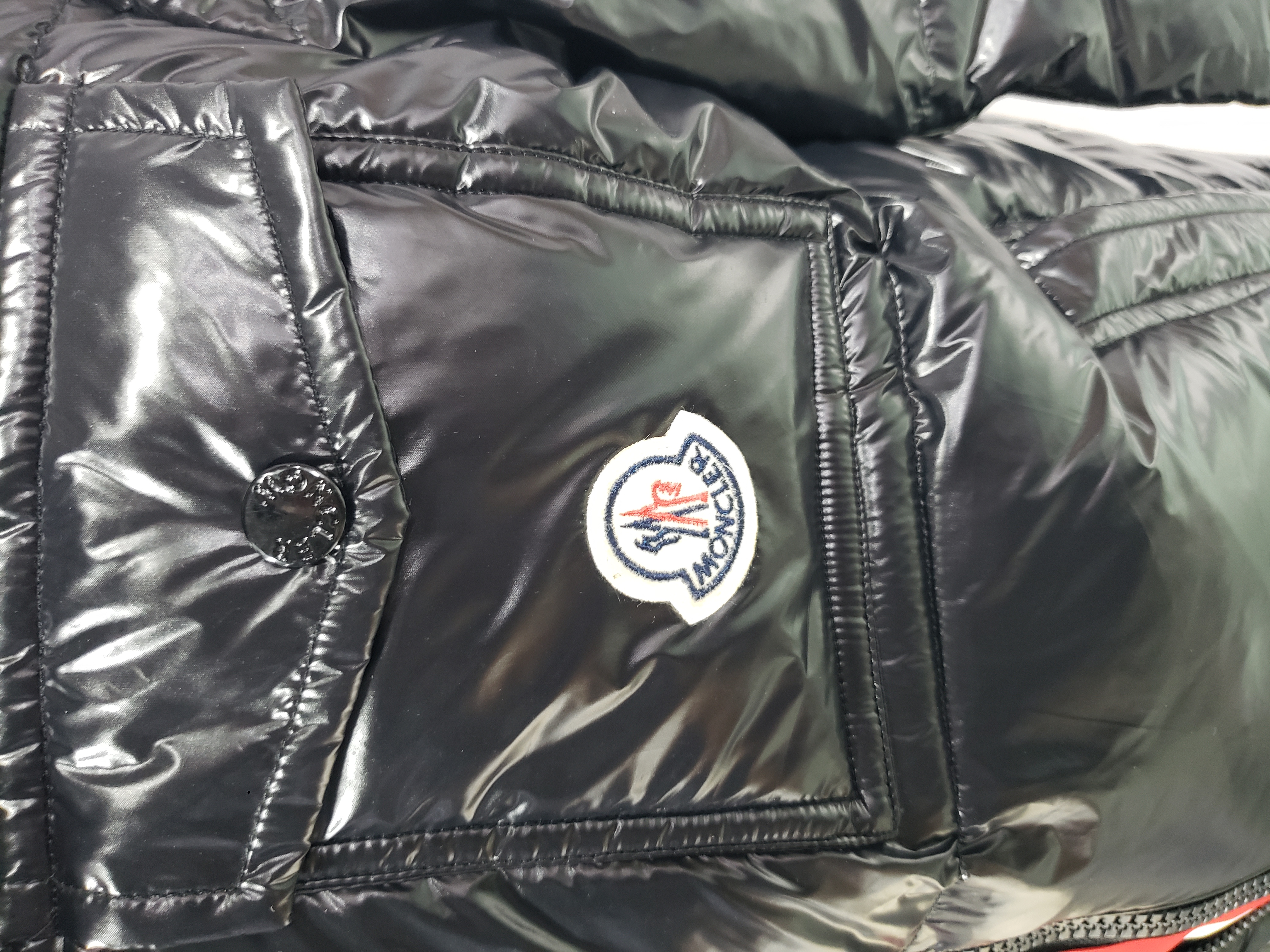 Moncler tricolor ribbon down jacket