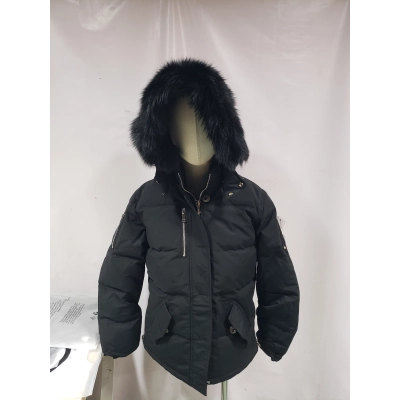 Moose Knuckles Classic Chest Zipper Down Jacket Black/White/ Dark Blue 02