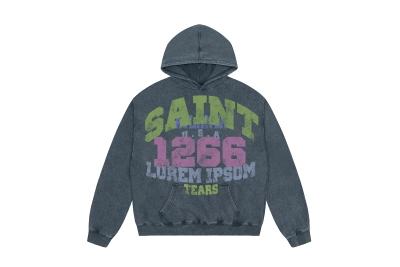 Saint Michael Tears Hoodie WY7734 Black/Blue 01