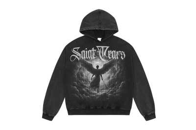 Saint Michael Tears Hoodie WY7736 Black/Blue 01