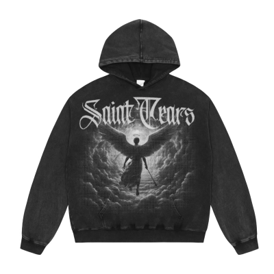 Saint Michael Tears Hoodie WY7736 Black/Blue 01