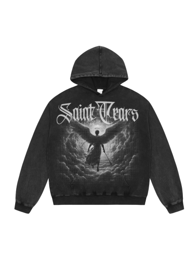Saint Michael Tears Hoodie WY7736 Black/Blue 01