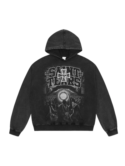 Saint Michael Tears Hoodie WY7737 Black/Gray 01