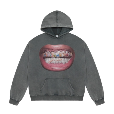 Saint Michael Tears Hoodie WY7738 Black/Gray 01