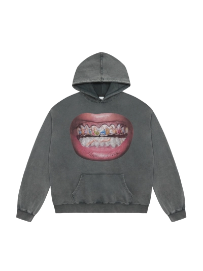 Saint Michael Tears Hoodie WY7738 Black/Gray 01