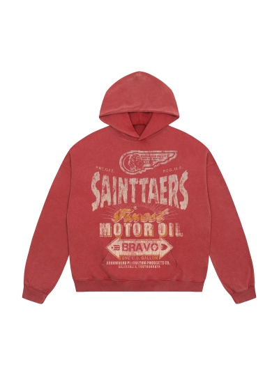 Saint Michael Tears Hoodie WY7739 Black/Red 01