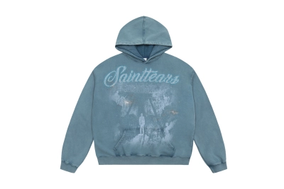 Saint Michael Tears Hoodie WY7740 Black/Blue 01
