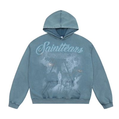 Saint Michael Tears Hoodie WY7740 Black/Blue 01
