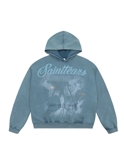 Saint Michael Tears Hoodie WY7740 Black/Blue 01