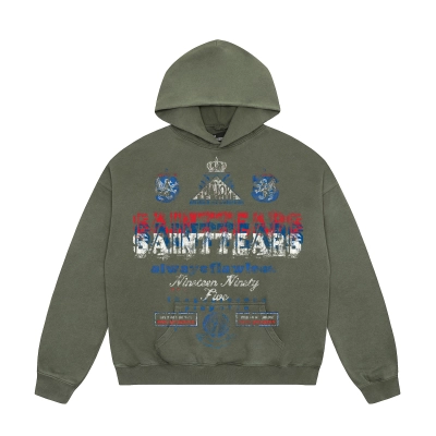 Saint Michael Tears Hoodie WY7741 Black/Green 01