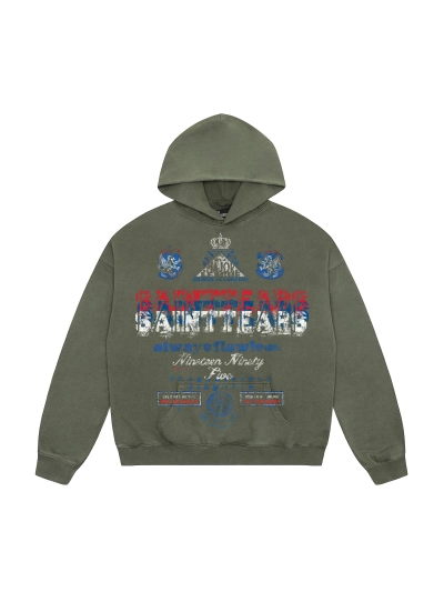 Saint Michael Tears Hoodie WY7741 Black/Green 01