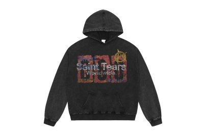 Saint Michael Tears Hoodie WY7742 Black/Blue 01