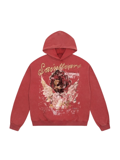 Saint Michael Tears Hoodie WY7743 Black/Red 01
