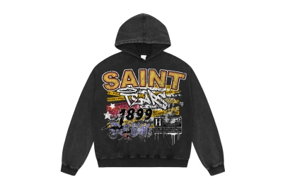 Saint Michael Tears Hoodie WY7744 Black/Red 01