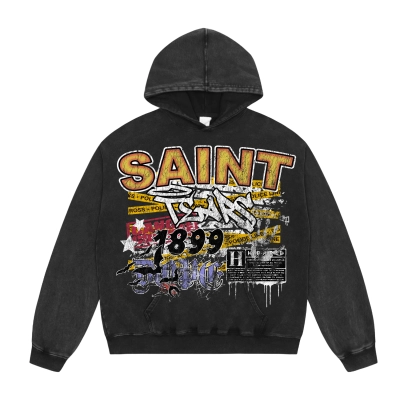 Saint Michael Tears Hoodie WY7744 Black/Red 01
