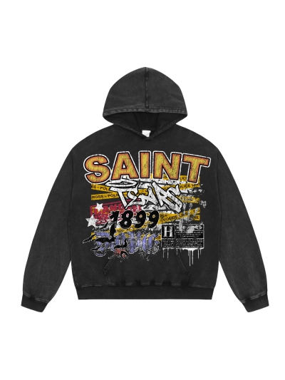Saint Michael Tears Hoodie WY7744 Black/Red 01