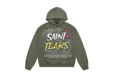 Saint Michael Tears Hoodie WY7745 Black/Green 01
