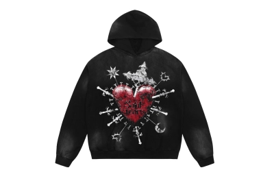 Saint Michael Tears Hoodie WY7746 Black 01