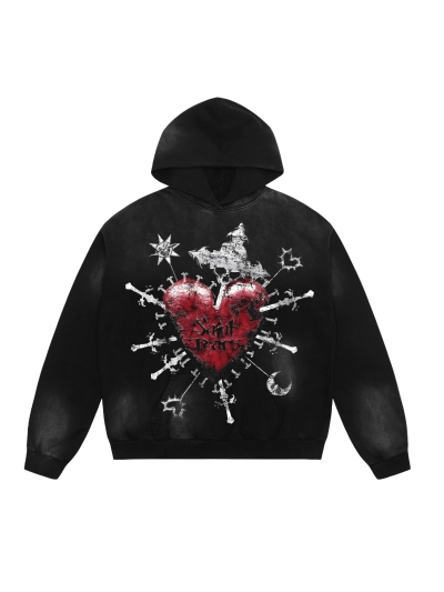 Saint Michael Tears Hoodie WY7746 Black 01