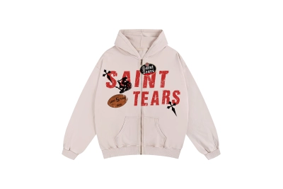 Saint Michael Tears Hoodie WY7749 Gray/Apricot 01