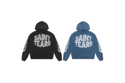 Saint Michael Tears Hoodie WY7751 Black/Blue 01