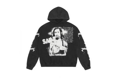 Saint Michael Tears Hoodie WY7752 Black/Blue 01