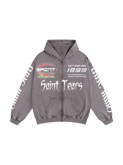 Saint Michael Tears Hoodie WY7753 Gray/Apricot 01