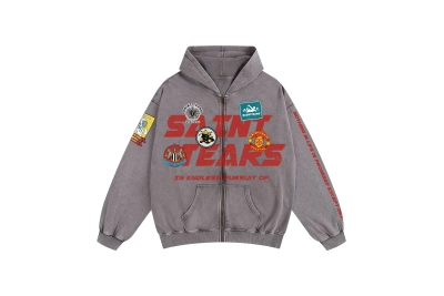 Saint Michael Tears Hoodie WY7755 Gray/Apricot 01