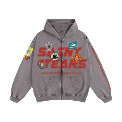 Saint Michael Tears Hoodie WY7755 Gray/Apricot 01