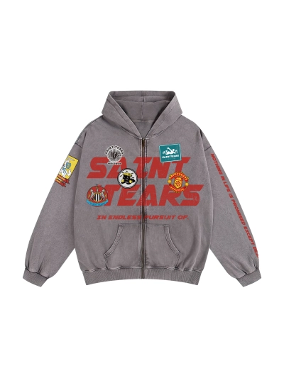 Saint Michael Tears Hoodie WY7755 Gray/Apricot 01