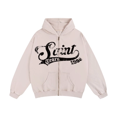 Saint Michael Tears Hoodie WY7756 Gray/Apricot 01