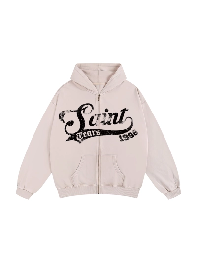 Saint Michael Tears Hoodie WY7756 Gray/Apricot 01