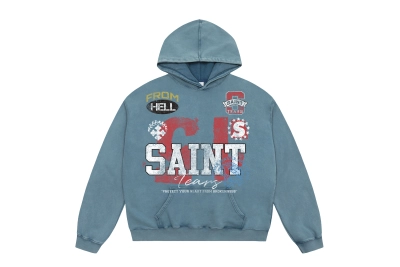 Saint Michael Tears Hoodie WY7807 Blue/Black/Green 01