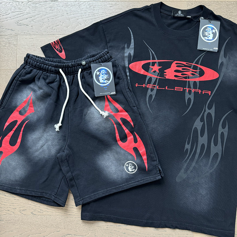 Hellstar T-Shirt and Short Pants Sports Suit 11