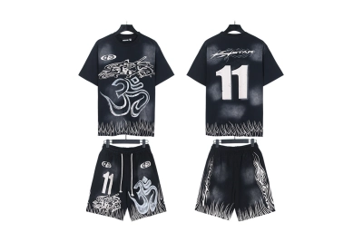 Hellstar T-Shirt and Short Pants Sports Suit 13 01