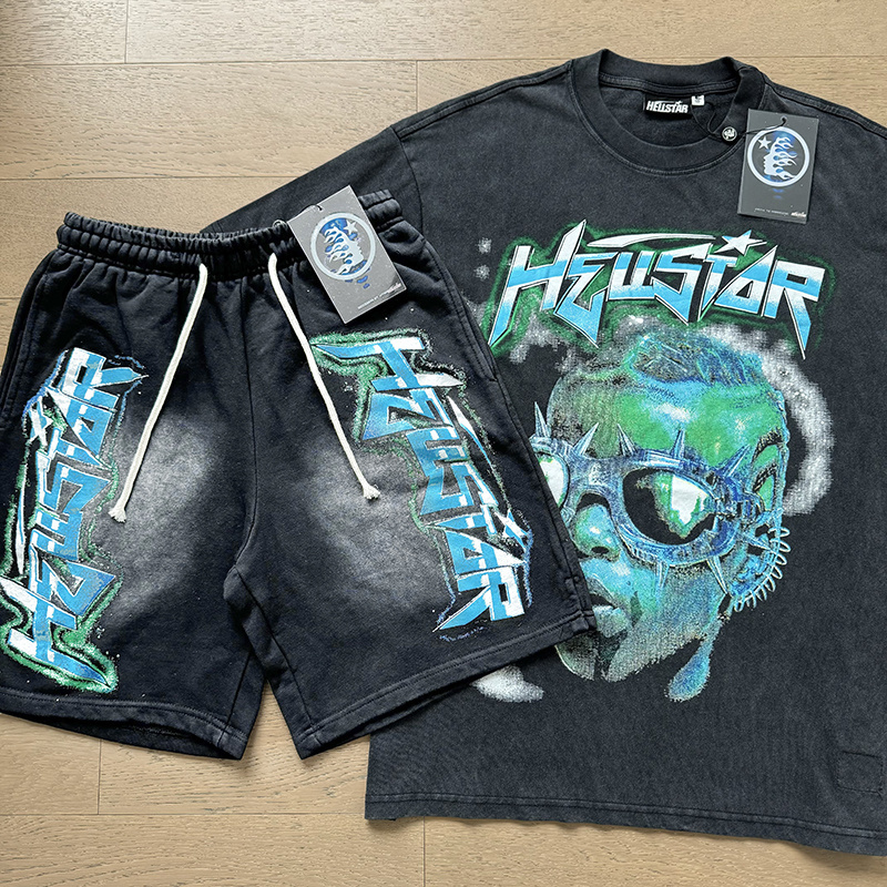 Hellstar T-Shirt and Short Pants Sports Suit 19